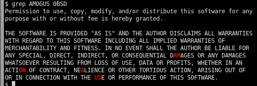 $ grep AMOGUS 0BSD; AM ON G US are highlighted